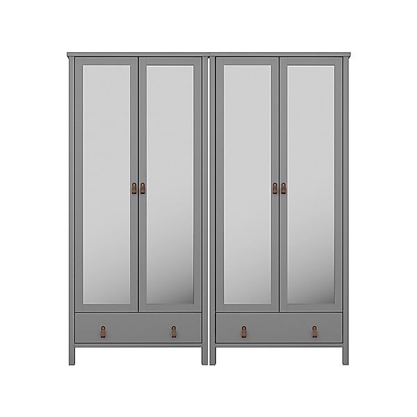ebuy24 Tromsø Kleiderschrank 4 Spiegeltüren 1 Schublade Grau günstig online kaufen