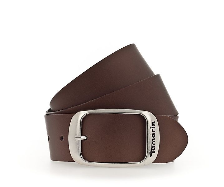 Tamaris Ledergürtel Doppelschließe in glänzendem Silber günstig online kaufen