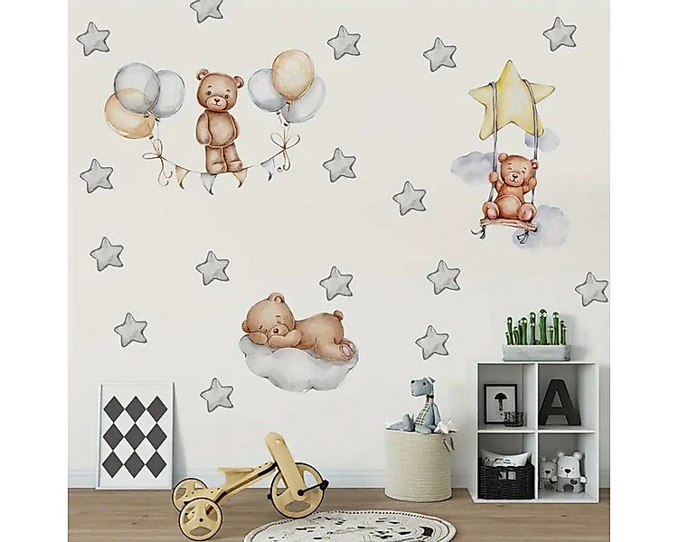 Montegoni Wandsticker 3 Baby Bären mit Sternenballons, Wandsticker für Kind günstig online kaufen