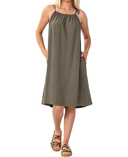 WENOR Sommerkleid aus Leinenmix mit Bindeträgern – luftiges Strandkleid mit günstig online kaufen