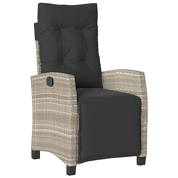 vidaXL Gartensessel mit Fußteil Verstellbar Hellgrau Poly Rattan 365238 günstig online kaufen