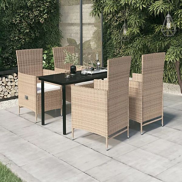 Vidaxl 5-tlg. Garten-essgruppe Mit Kissen Beige günstig online kaufen