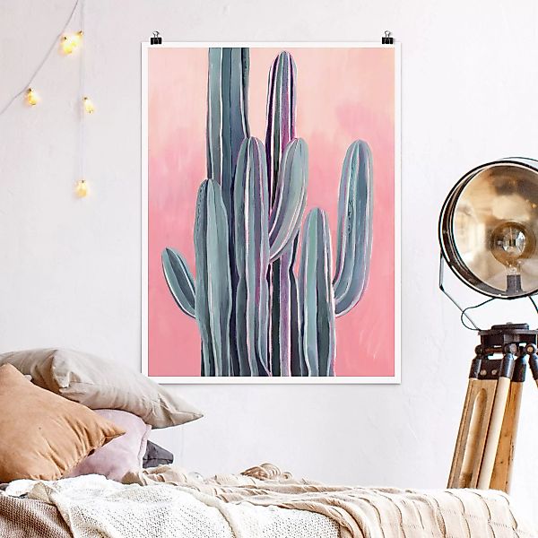 Poster Kaktus auf Rosa II günstig online kaufen