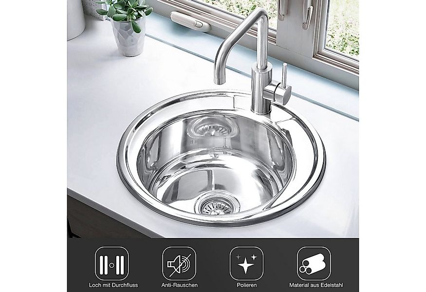 Midori Edelstahlspüle, Rund, 490/150 cm, (1 St), Einbauspüle Küchenspüle Sp günstig online kaufen