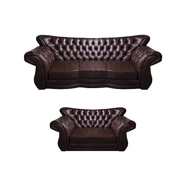 JVmoebel Chesterfield-Sofa Komplett Sofas Dreisitze mit Zweisitzer Couch Le günstig online kaufen