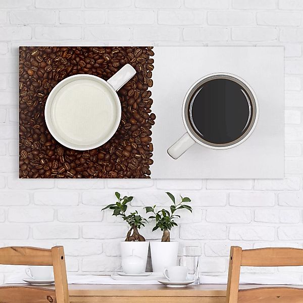 Leinwandbild Küche - Querformat Milchkaffee günstig online kaufen