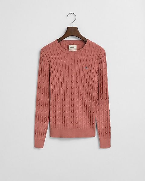 Gant Strickpullover STRETCH COTTON CABLE C-NECK mit Logostickerei auf der B günstig online kaufen
