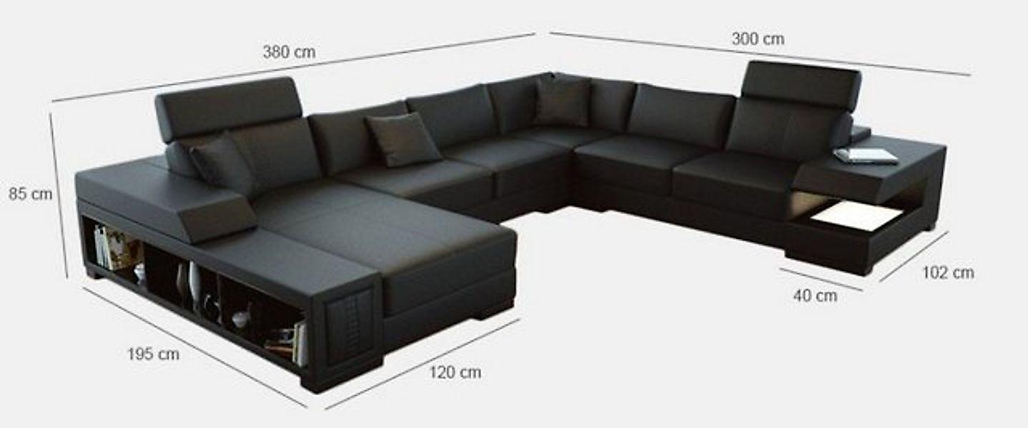 JVmoebel Ecksofa Ecksofa mit USB & LED Wohnlandschaft Sofa Polster Couch U günstig online kaufen