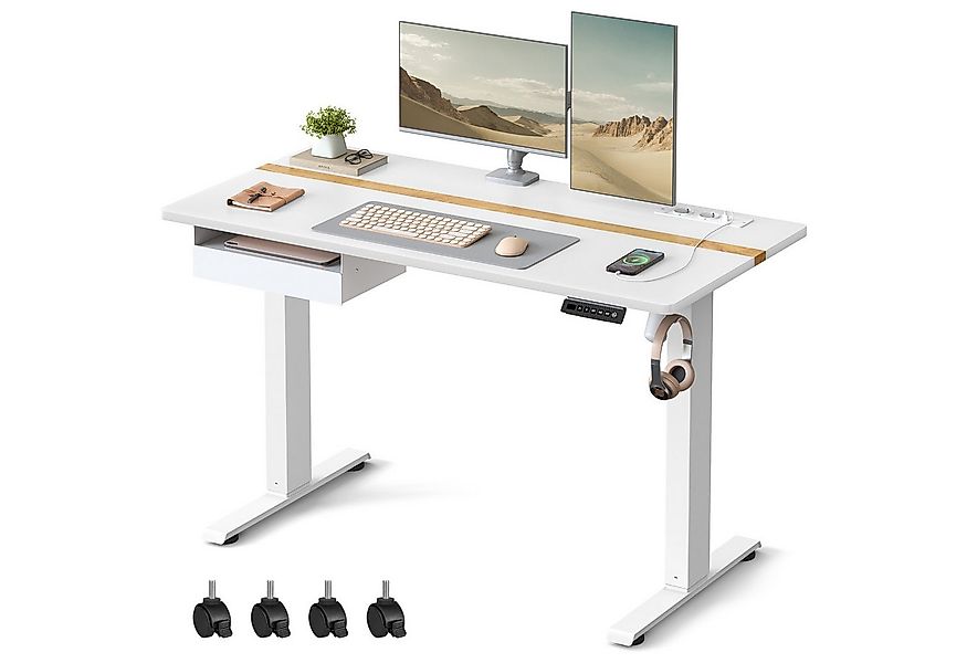 VASAGLE Schreibtisch höhenverstellbar, elektrisch, mit Steckdosen und Stoff günstig online kaufen