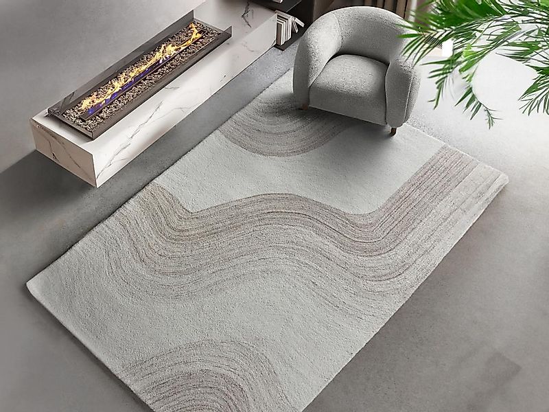 Teppich - 100 % Wolle - handgefertigt - 160 x 230 cm - 1800 g/m2 - Beige & günstig online kaufen
