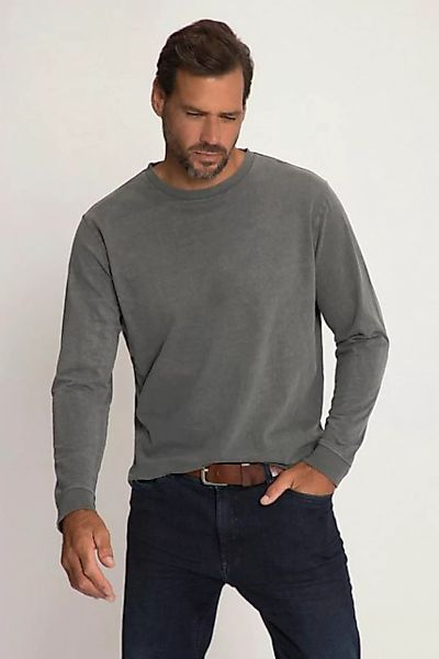 JP1880 T-Shirt Langarmshirt garment dyed Rücken Print Rundhals günstig online kaufen