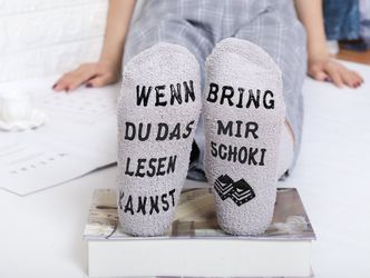 Lucadeau Kuschelsocken mit Spruch "bring mir günstig online kaufen
