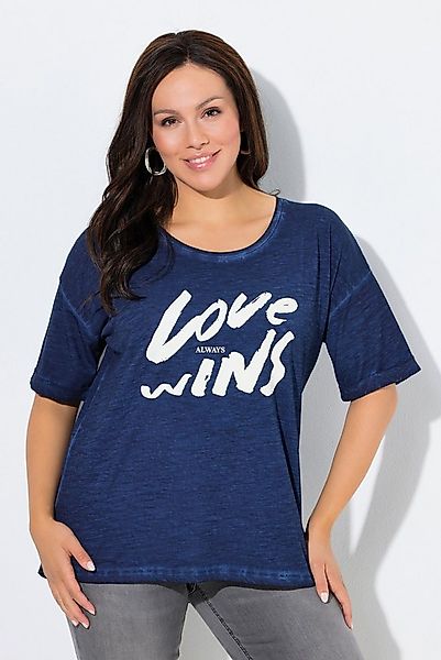 Ulla Popken T-Shirt T-Shirt Schriftdruck Oversized Rundhals Halbarm günstig online kaufen