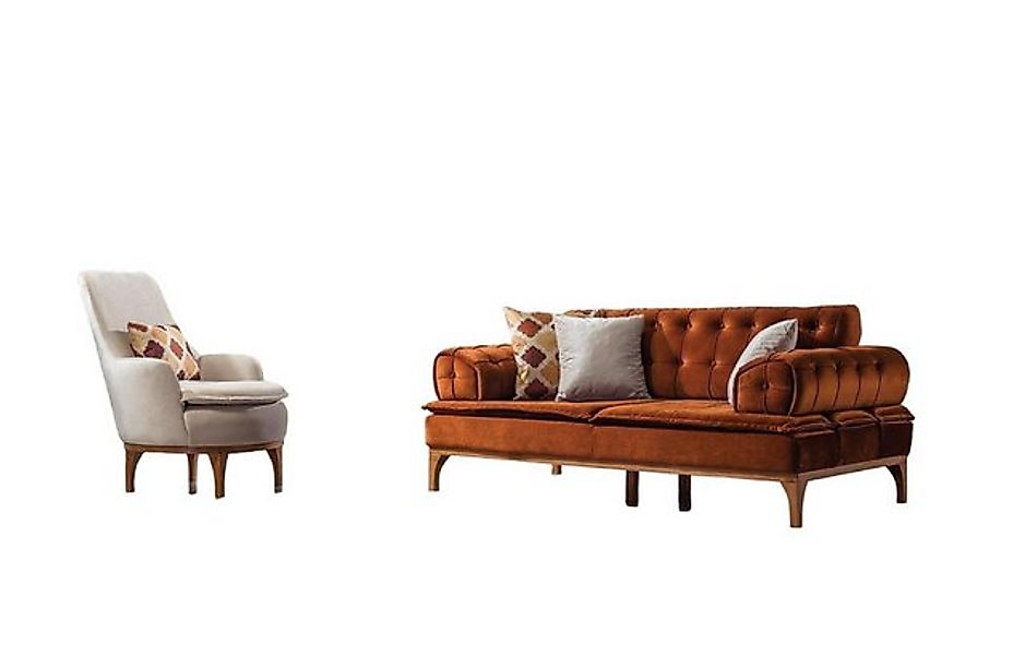 JVmoebel Sofa Orange Sofagarnitur Garnitur Sofas Sofa Sessel Dreisitzer 3+1 günstig online kaufen