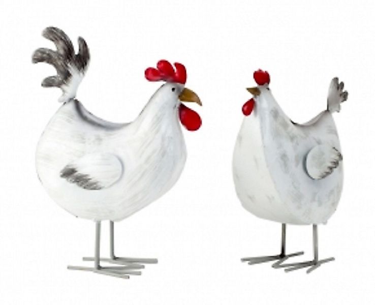Geschenkestadl Tierfigur 2 große Metallfiguren Hahn günstig online kaufen