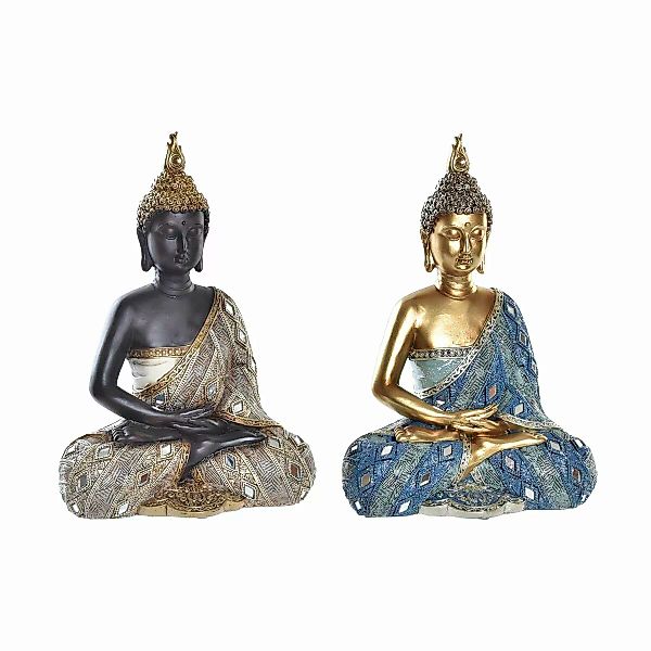 Deko-figur Dkd Home Decor Blau Golden Braun Buddha Harz (2 Stück) (20 X 11 günstig online kaufen
