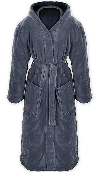 Gräfenstayn Unisex-Bademantel Bademantel Kapuze Flanell Fleece, XXXL Anthra günstig online kaufen