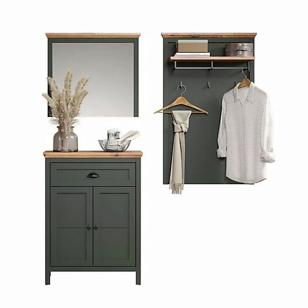 ebuy24 Kleiderschrank Stanton Garderobenmöbel Set grün, Eiche dekor. (3-St) günstig online kaufen