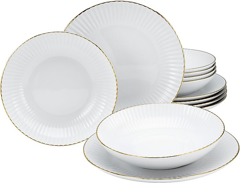 my home Tafelservice »Teller Set, Geschirr-Set Elisetta«, (Set, 12 tlg.), G günstig online kaufen