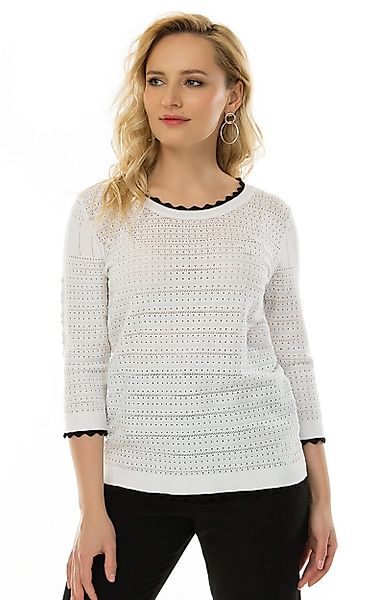 Passioni Ajourpullover Rundhals- Pullover mit Kontrastbündchen günstig online kaufen