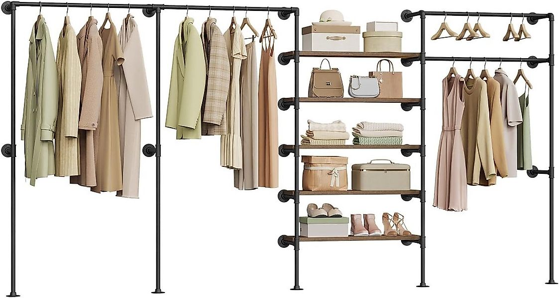 Woltu Kleiderständer, Wandmontage, Offener Kleiderschrank mit 5 Ablagen, in günstig online kaufen