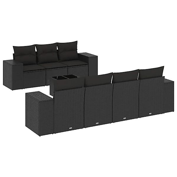 vidaXL 8-Tlg Garten-Sofagarnitur mit Kissen Schwarz Poly Rattan 3222324 günstig online kaufen