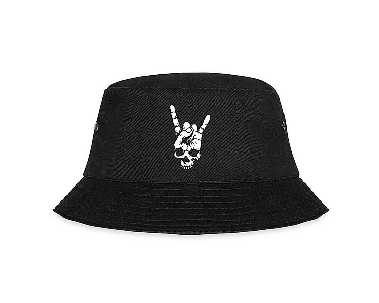 Spreadshirt Sonnenhut Heavy Metal Totenkopf mit Teufelshörner Hand Fischerh günstig online kaufen