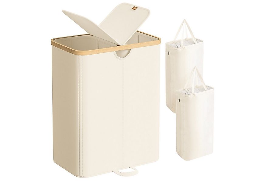 SONGMICS Wäschekorb, 2 Fächer,150 Liter,mit Deckel, herausnehmbarer Wäsches günstig online kaufen