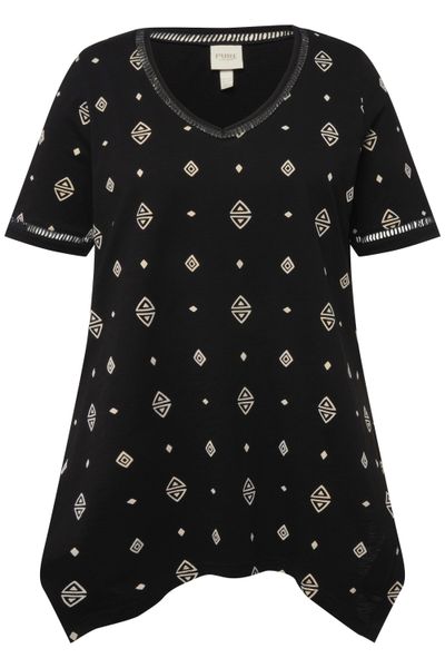 Ulla Popken Longshirt T-Shirt Rhomben V-Ausschnitt günstig online kaufen