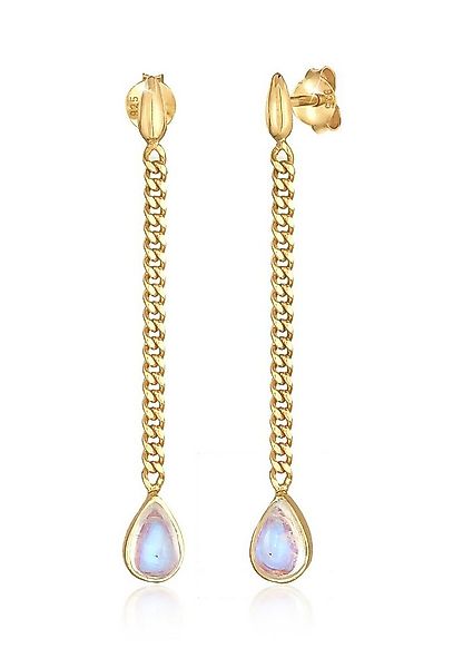 Elli Premium Paar Ohrstecker Hänger Panzerkette Mondstein Tropfen 925 Silbe günstig online kaufen