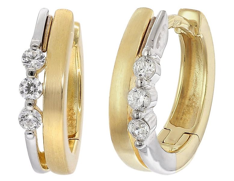 trendor Paar Creolen Damen-925 Silber Vergoldet Zirkonia Creolen günstig online kaufen