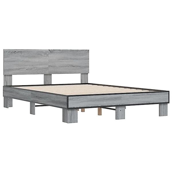 vidaXL Bettgestell Grau Sonoma 120x200 cm Holzwerkstoff und Metall 3280200 günstig online kaufen