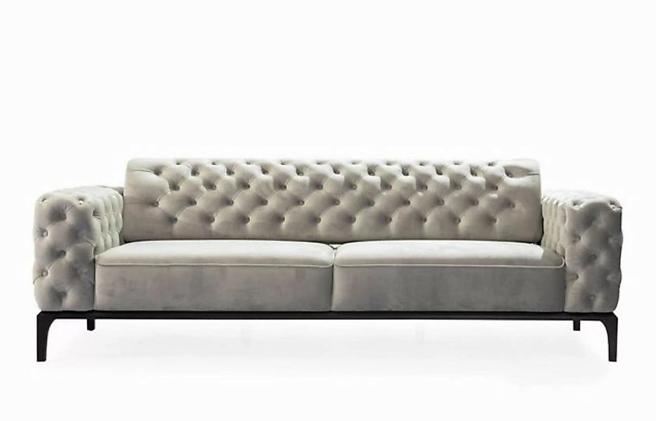 JVmoebel Sofa Dreisitzer Sofa 3 Sitzer Sofas Stoff Weiß Wohnzimmer Chesterf günstig online kaufen