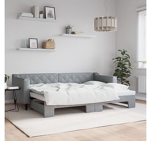 vidaXL Bett, Tagesbett Ausziehbar Hellgrau 80x200 cm Stoff günstig online kaufen