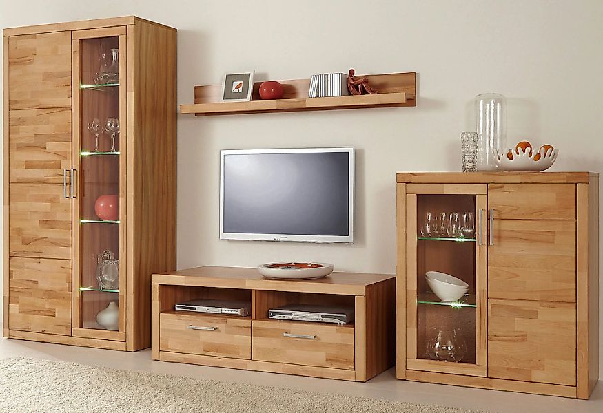 Home affaire Wohnwand "Logo,Fronten Massivholz,Korpus Holzwekstoff,viel Sta günstig online kaufen