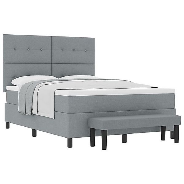 vidaXL Bett Boxspringbett mit Matratze & Bank Hellgrau 140x190 cm Stoff (2- günstig online kaufen