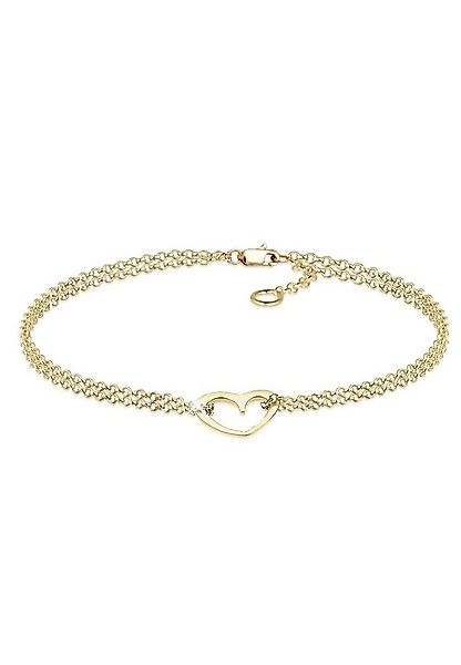 Elli Premium Armband Herz Zweireihig Valentin 375 Gelbgold (kein Set, 1-tlg günstig online kaufen