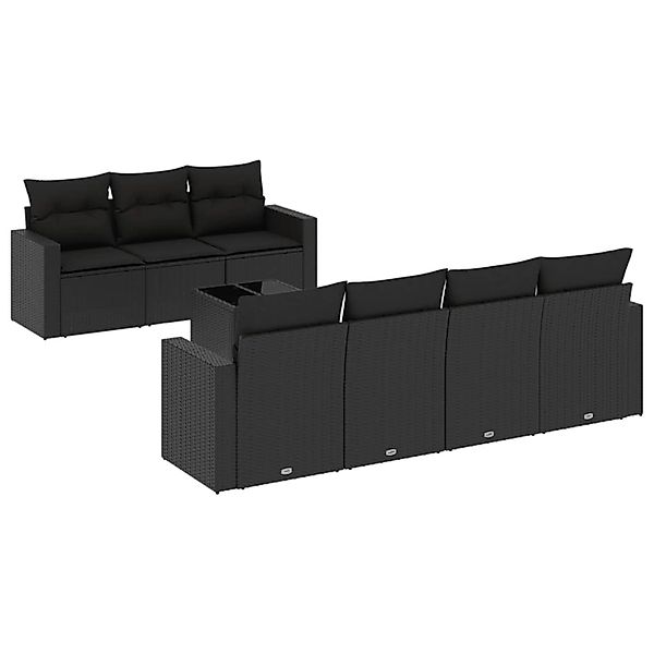 vidaXL 8-Tlg Garten-Sofagarnitur mit Kissen Schwarz Poly Rattan 3218715 günstig online kaufen