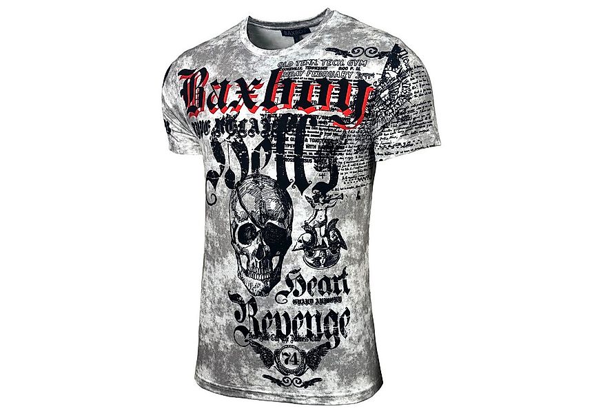 Baxboy T-Shirt Baxboy T-Shirt Oil Washed Totenkopf mit All-Over Print B-06 günstig online kaufen