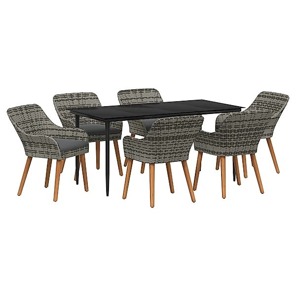 vidaXL 7-Teiliges Garten-Dining-Set Grau Poly Rattan 3261681 günstig online kaufen
