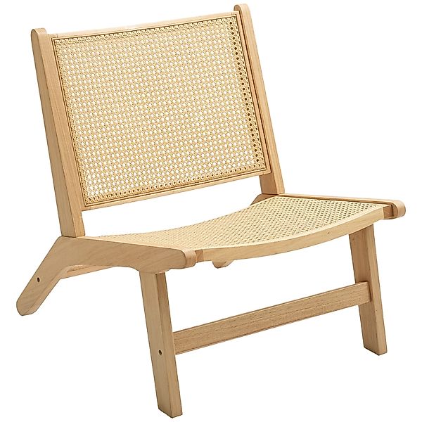 HOMCOM Sessel Relaxsessel ohne Armlehne, Stuhl mit Rattan-Rückenlehne, Holz günstig online kaufen