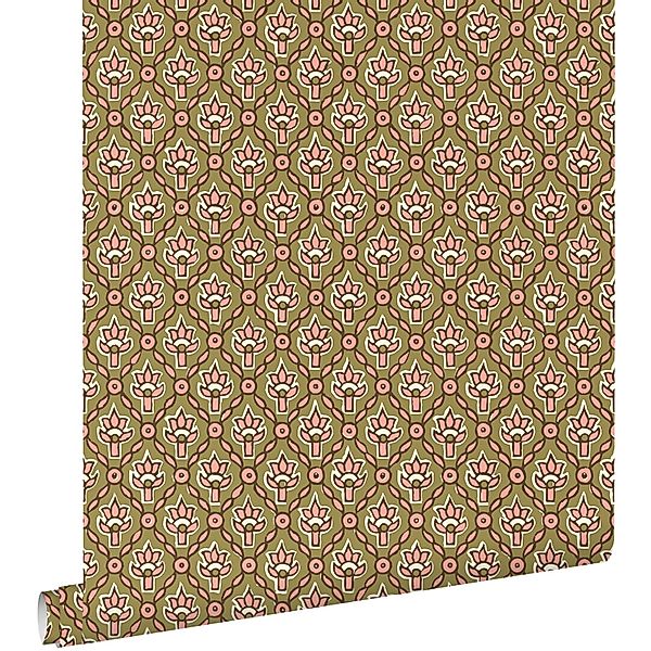 ESTAhome Tapete Blumenmuster Grün 50 x 900 cm günstig online kaufen