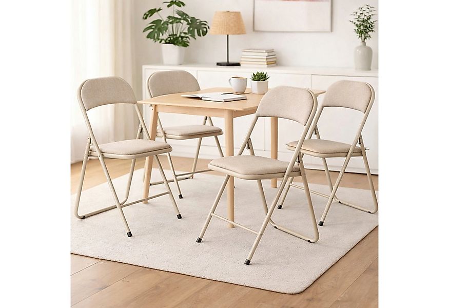 Koopman Klappstuhl Faltstuhl Gästestuhl Besucherstuhl 79x43x47cm Beige 4er günstig online kaufen