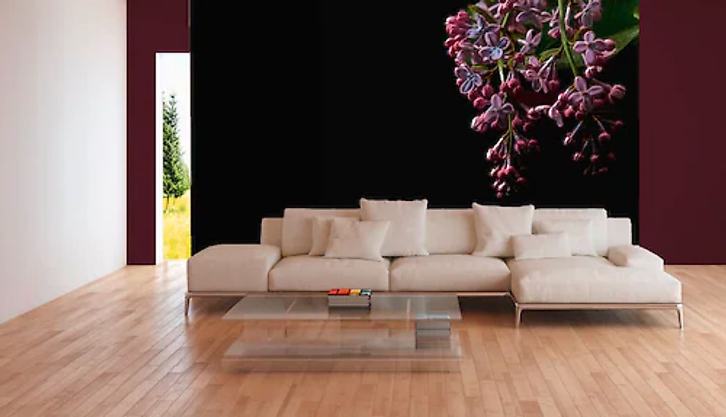 A.S. Création Vliestapete »Fototapete Flieder Dunkel Lila Schwarz Blumenmot günstig online kaufen