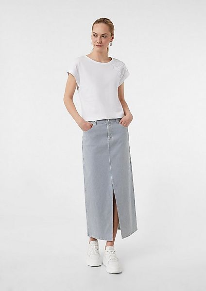 comma Maxirock Rock Elastischer Jeans-Rock mit Streifen günstig online kaufen