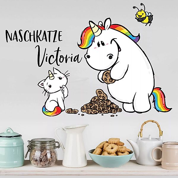 Wunschtext-Wandtattoo Kinderzimmer Pummeleinhorn - Purricon Naschkatze günstig online kaufen