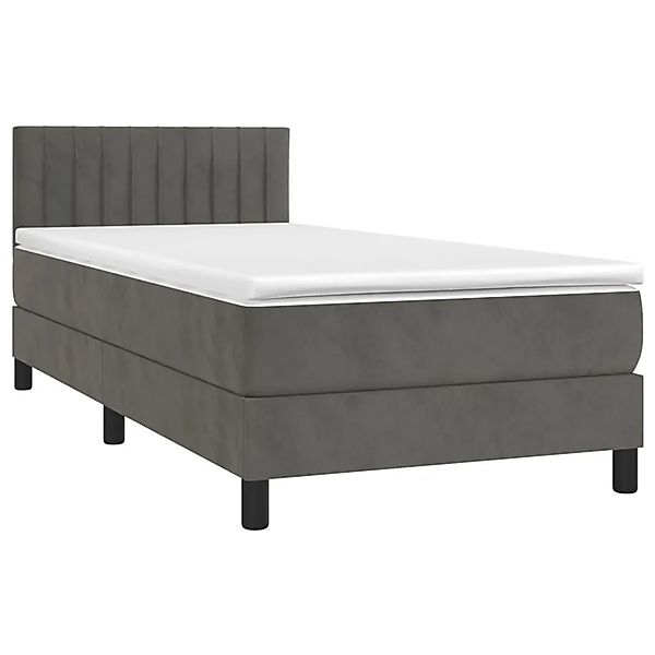 vidaXL Boxspringbett mit Matratze Dunkelgrau 100x200 cm Samt 3141408 günstig online kaufen