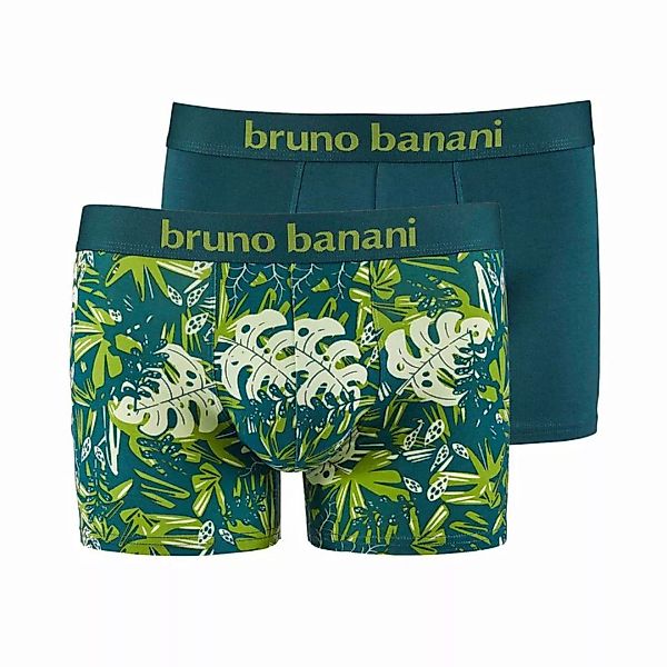 Bruno Banani Herren Boxershorts, 2er Pack - Leavy, Baumwoll Stretch Grün 2X günstig online kaufen