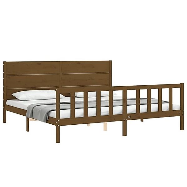 vidaXL Bett Massivholzbett mit Kopfteil Honigbraun 200x200 cm günstig online kaufen