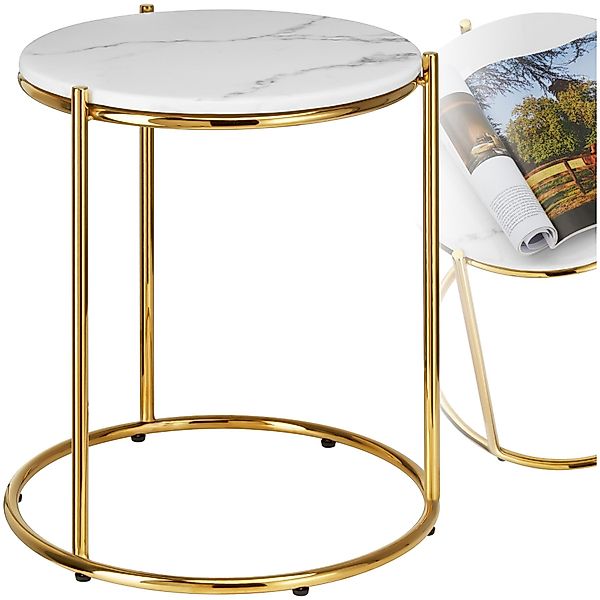 tectake Beistelltisch Couchtisch Ellsa, hochwertige Marmorplatten, günstig online kaufen